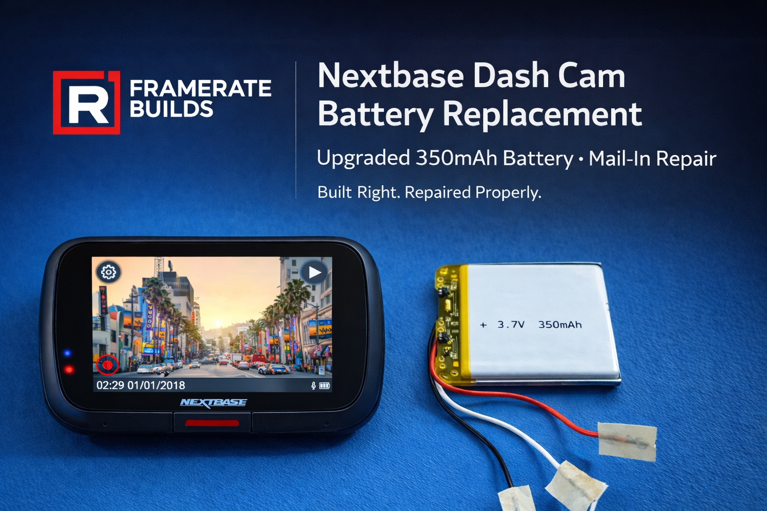Nextbase 622GW Dash Cam Battery Replacement – Mail-In Repair Service