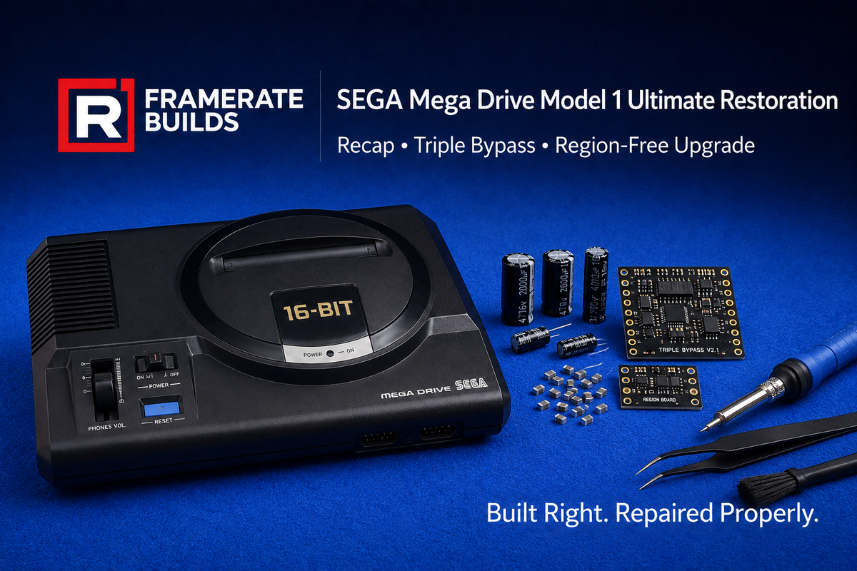 SEGA Mega Drive Model 1 Ultimate Restoration recap Triple Bypass and region-free service