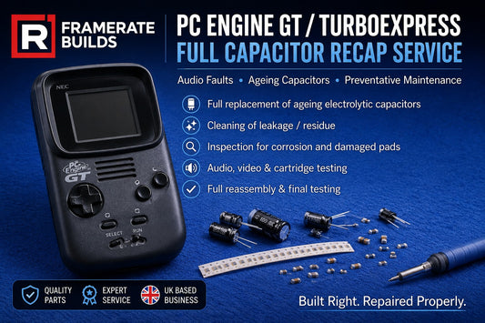 NEC PC Engine GT and TurboExpress full capacitor recap service by FrameRate Builds