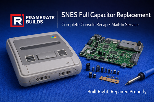 PAL Super Nintendo SNES full capacitor replacement recap mail-in service